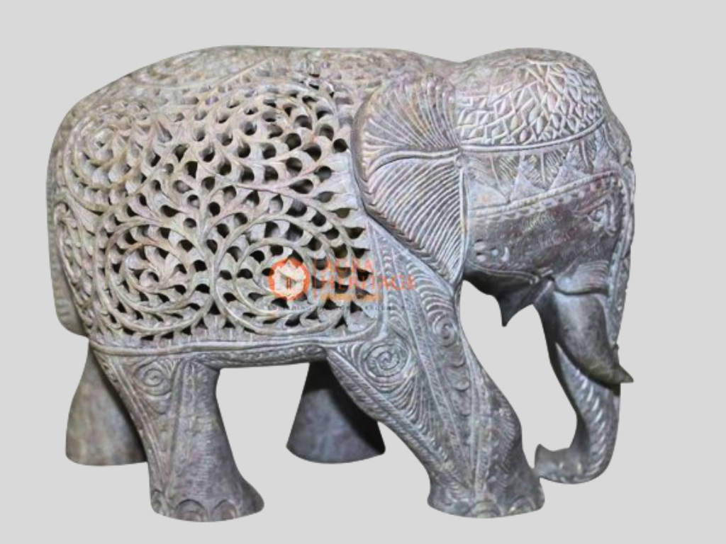 Soap Stone Carving Undercut Elephant Filigree Work